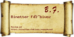 Binetter Fábiusz névjegykártya